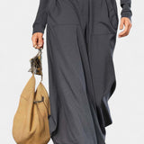 Azélina Dark Gray Set Featuring High Collar and Wide-Leg Trousers
