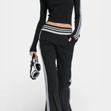 Sully Retro Sport Chic Black Knit Set with High Collar and Flared Pants