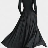 Selara Black High Neck Set with Flowing Pleated Skirt