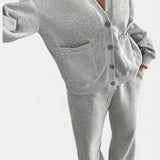 Vellina Cozy Cardigan Jacket & Wide-Leg Pants Set