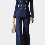 Chic Striped Double-Breasted Tailored Set - Mahé