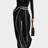 Kirralee Set Featuring a Stylish High Collar and Flared Wide Leg Pants