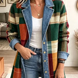 Ella | Retro Plaid Art-Print Denim Jacket