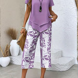 Arvessa | Casual Leaf Print Two Piece Set