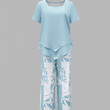 Arvessa | Casual Leaf Print Two Piece Set