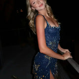Celeste – Midnight Blue Beaded Mini Dress