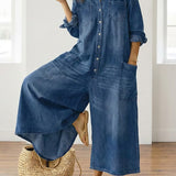 Flora | Cotton Denim Jumpsuit