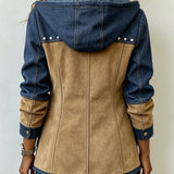 Adriana | Navy and Camel Hooded Jacket