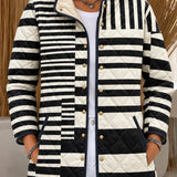 Gloria | Black and White Striped Quilted Jacket