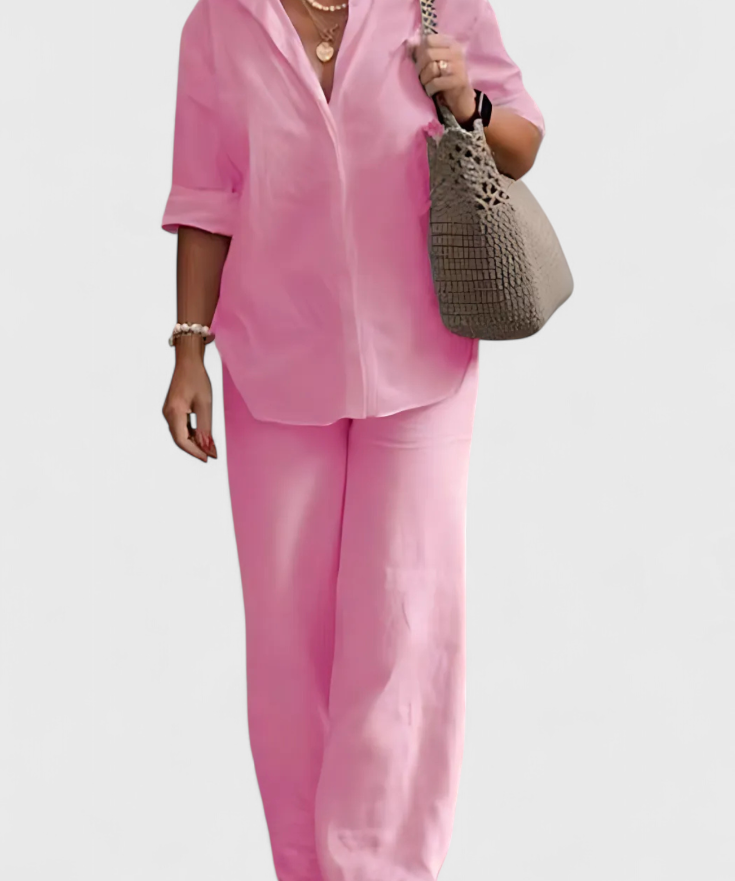 Skye Relaxed Fit Two-Piece Linen-Cotton Ensemble