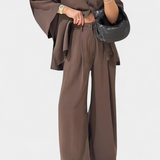 Eli V-Neck Top with Straight-Leg Pants Set