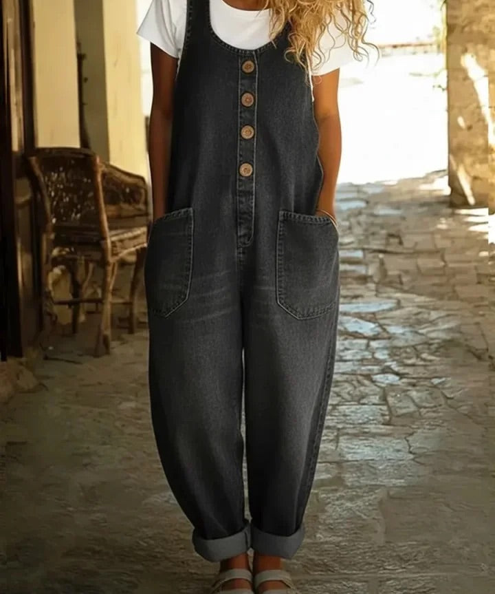 Chloe | Vintage-Wash Denim Jumpsuit