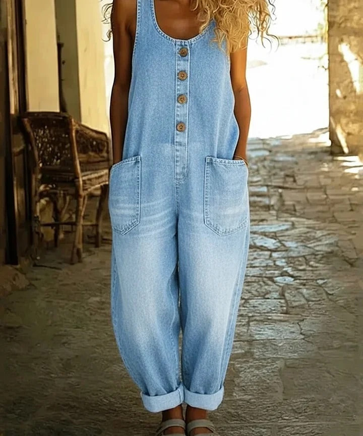 Chloe | Vintage-Wash Denim Jumpsuit