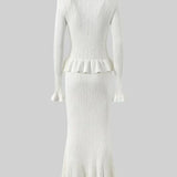 Prudence Knit Ensemble: Ruffled Cardigan and Flared Midi Skirt