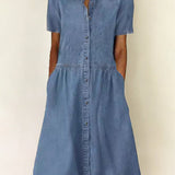 Caroline | Short-Sleeve Denim Dress