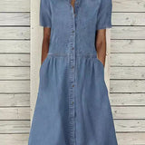 Caroline | Short-Sleeve Denim Dress