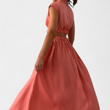 Jocelyn High Neck Top and Flowing Skirt with Side Slits